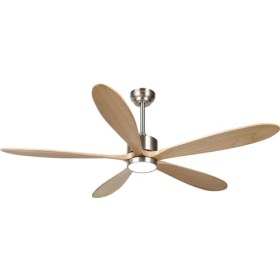 Resim Reiga 152 cm Akıllı Doğal Ahşap Lüks Tavan Vantilatörü LED Işıklı ve Sessiz, Dış Mekan Uyumlu 