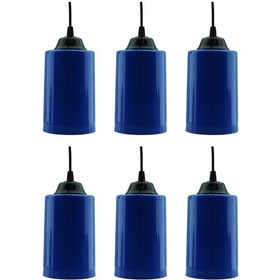 Resim Mavi Silindir Ağaç Feneri - 6 Adet 