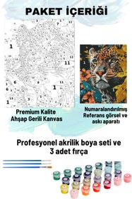 Resim Genel Markalar Sayılarla Boyama Seti Numaralı Tuval Fırça Boya 40x50 Cm Yapraklar İçinde Leopar 