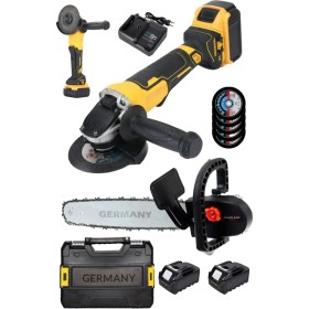 Resim Germany Steel Profesyonel 128Vf Büyük Boy Şarjlı Taşlama Makinesi Ve Testere Apartlı 2'Set 