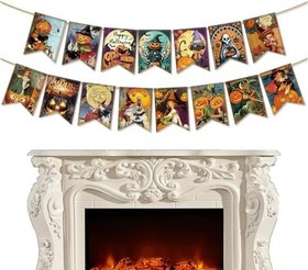 Resim Vintage Cadılar Bayramı Banner, Balkabağı Banner Cadılar Bayramı,Parti Süslemeleri Balkabağı Garland - Cadılar Bayramı Partisi Banner, Şömine, Duvar için Balkabağı Tabelası ile Yeniden Kullanılabilir 