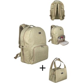 Resim Duo Backpack For Mothers Anne Bebek Bakım Sırt Çantası Bej 