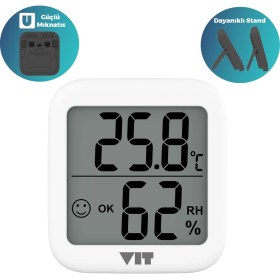 Resim Vıt 2'li Iç Mekan Dijital Isı ve Nem Ölçer Beyaz Termometre WVT17-01 