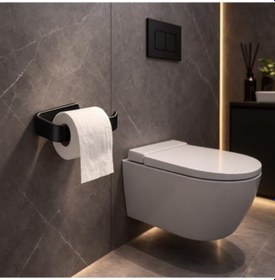 Resim Banyo Yapışkanlı Lüks Tasarım Lamalı Tuvalet Kağıtlığı Siyah Acı Kahve 