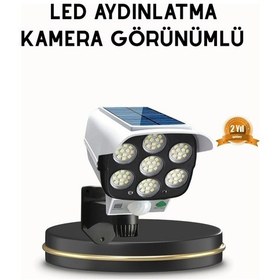 Resim Güneş Paneliyle Şarj Olan Hareket Sensörlü Dış Mekan Güvenlik Lambası Ayarlanabilir Çok Renkli 