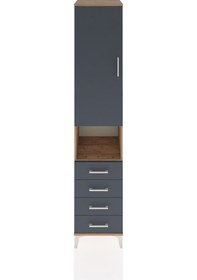Resim Hyperion Dolap 3 Raflı 4 Çekmeceli Tek Askılı 44x44x221 Çam-antrasit Atlas Çam 
