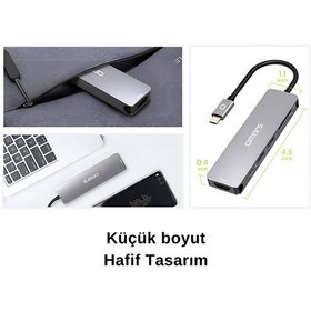 Resim Omars 6 OMHUBSG2U6PLX-1 Port Type-C Usb 3.1 Pd 4K HDMI SD/TF Kart Uyumlu Hub Dönüştürücü Adaptör 