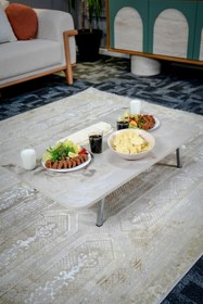 Resim Zevahir Mobilya Dekorasyon Royal Desenli Metal Katlanır Ayaklı Kamp Bahçe Ev için Yuvarlak Yer Sofrası 