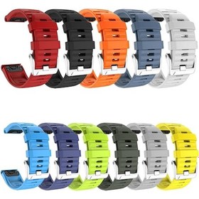 Resim Sones Garmin Tactix 7 Pro / Fenix 7x / 6x Pro 26mm Vida Gümüş Çelik Toka Silikon Saat Kordonu 
