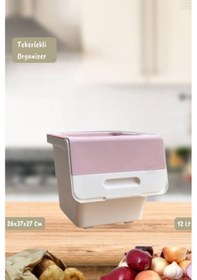 Resim Tekerlekli Sebzelik Bpa Free Soğanlık Oyuncaklık Organizer Beyaz Beyaz Pembe 12 Lt Pembe-beyaz 