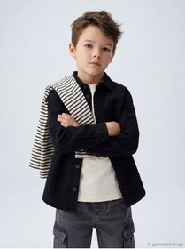 Resim LC Waikiki Siyah Erkek Çocuk Gabardin Gömlek 