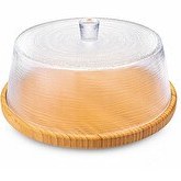 Resim Bambum Hira Cam Kapaklı Bambu Kek Fanusu 30 CM 