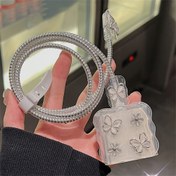Resim 5'li Epoxy Reçine Kristal Kelebek Şarj Kablosu Koruyucu, iPhone 15/14/13 ile Uyumlu, Dekoratif Çiçek Tasarımı, Dayanıklı Kırılma Önleyici Veri Kablosu Koruması, 20W/18W Şarj Cihazlarına Uygun, Termoplastik Poliüretan Malzeme, Batarya Yok, Elektronik Bileşen Yok 