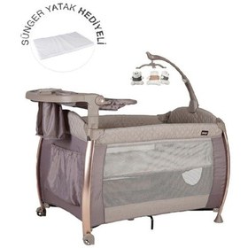Resim Poky Panama Oyun Parkı Bebek Park Yatak 76x110 Cm Yatak Bej-8038 Yeni Sezon 