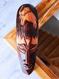 Resim Ahşap Oyma Mask Duvar Objesi Fil Surat Totem Yerliler Aborjin Tipi Mindi Ağacı El Oyması 30 Cm 