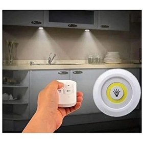Resim Uzaktan Kumandalı 3'lü Spot Led Lamba, Kablosuz Pilli Işıldak Açık Bej 