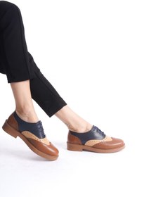 Resim Deassa Hakiki Deri Taba Garni Oxford Kadın Ayakkabı 