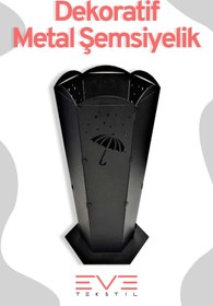 Resim Lüx Dış ve İç Mekana Uygun Şemsiye Desenli Paslanmaz Şemsiyelik - Siyah 