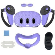Resim Oculus Meta Quest 3 Vr Aksesuarları 7 Parça Set Ön Kulaklık Koruyucu Kontrol Cihazı Tutacakları Mor. 