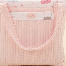 Resim Bebek Bakım Çantası - Şeker Pembe Örgü - Pembe Bulut 