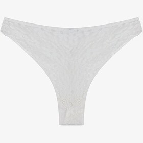 Resim Penti Kırık Beyaz Lace Dantel V Model Brazilian Külot 