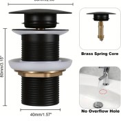 Resim Willowhaven Siyah Mat Paslanmaz Çelik Basmalı Açılır Kapanır Lavabo Bataryası Beyaz 
