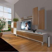 Resim Decoraktiv Eko 6 Mdf Std Krom Ayaklı Tv Ünitesi Tv Sehpası - Beyaz - Ceviz 