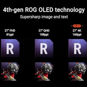 Resim ASUS ROG SWIFT PG27UCDM GAMING 4K QD-OLED GSYNC UYUMLU HDR 400 3840x2160 0.03ms 240Hz 450cd DP HDMI USB VESA 3YIL OLED CARE PRO HDR 99% DCI-P3 10BIT PD90 W Pivot Monitör 