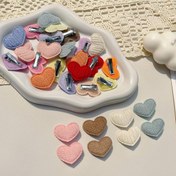 Resim 10 Paket Sevimli Kalp Saç Tokaları Karışık ve Düz Renk Tasarımı, Dayanıklı Polyester ve Demir, Gençler İçin Uygun, Bahar/Yaz Dış Giyim 
