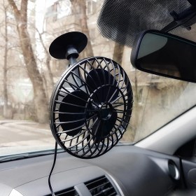 Resim Mega Oto Market Araç Içi 12V Vantuzlu 5.5" 14 cm Mini Fan Vantilatör Pervane Çakmaklık Girişli Tüm Araçlarla Uyumlu 