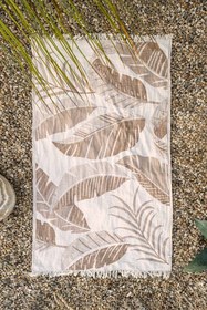 Resim Moriah Yaprak Jakarlı Peştemal Bej, Taşıma Çantalı 