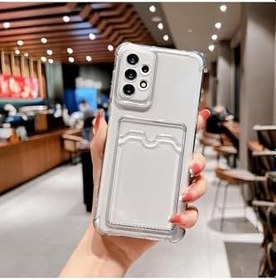 Resim Samsung Galaxy A22 İle Uyumlu Kartlıklı Kılıf Kamera Korumalı Anti Şok Şeffaf Kapak,Şeffaf 