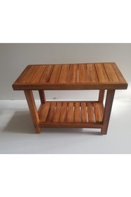 Resim OBERS Iroko Ağaç Oturak 30x60x40cm Duş Taburesi Özel 