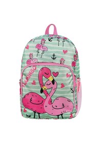 Resim Yeni Sezon Flamingo Desenli Suluk Cepli Kız Çocuk Anaokul Kreş Sırt Çantası Mint Pembe 