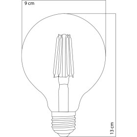 Resim Heka E27 LED Rustik Ampul G95 8W 2500k Gün Işığı Duy Tipi E-27 Enerji Tasarruflu 