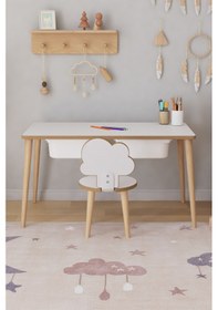 Resim Çocuk Oyun Aktivite Masası 1 Sandalyeli Çekmeceli Çocuk Masası - Bulut Çok Renkli 