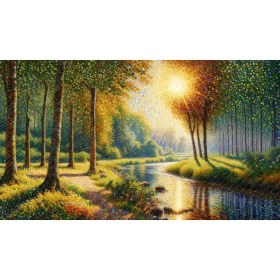 Resim Venspor Parlak Güneşli Orman Manzaralı Arkaplan 200 x 150 cm Fon Duvar Örtüsü 