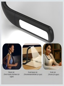 Resim DEANB 3 Kademe Işıklı 270° Ayarlanabilir Şarjlı LED Boyun Okuma Lambası Taşınabilir Kitap Işığı 