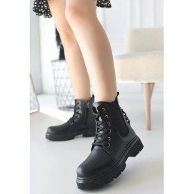 Resim Moda Juan Harte Siyah Cilt Bağcıklı Bot 