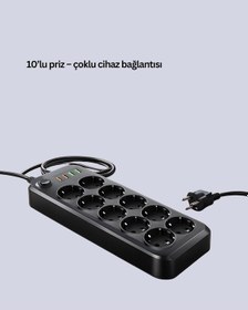 Resim 10 Prizli Uzatma Kablosu Termal Koruma Usb Type-c Hızlı Şarj 2500w 2 M 