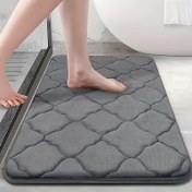 Resim Lüks Hızlı Kuruyan Banyo Matı - Yumuşak, Kaymaz Polyester Elmas Desenli, Banyo Zeminleri için Yüksek Emicilik - Modern Gri Tasarım, Elde Yıkanabilir, Banyo Matı 