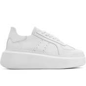 Resim Derimod Kadın Beyaz Bağcıklı Kalın Tabanlı Deri Sneaker 25SFD510918 