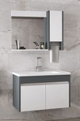 Resim Genel Markalar Visente-oa 80 Cm Ayna Dolaplı Sermik Lavabolu Mdf Banyo Dolabı Seti **hazır Kurulu** 