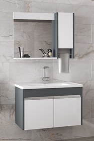 Resim Genel Markalar Visente-oa 80 Cm Ayna Dolaplı Sermik Lavabolu Mdf Banyo Dolabı Seti **hazır Kurulu** 
