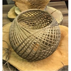 Resim Normadia Şapkası ve Keten Ip Detaylı Dekoratif Avize Lambader Başlığı 