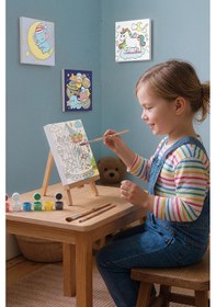 Resim Atlı Karınca Temalı Çocuk Boyama Tuvali Şövaleli Eğitici Boyama Seti 20x20 Cm 
