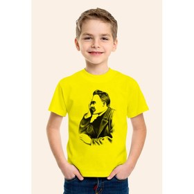 Resim Karya Butik Friedrich Wilhelm Nietzsche Baskılı Sarı Çocuk Tişört T-Shirt 