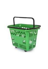 Resim 54 Lt Plastik Alışveriş Sepeti - Tekerlikli Market Sepeti Yeşil 