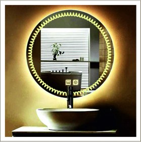 Resim Dnr-Mirror60 Cm Günışığı Ledli Tasarım Kumlamalı Dokunmatik Tuşlu Buğu Önleyicili Banyo Aynası Makyaj Aynası 