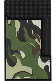 Resim S.t. Dupont Ligne 2 Camo Haki Guilloche Çakmak C16050 Siyah 